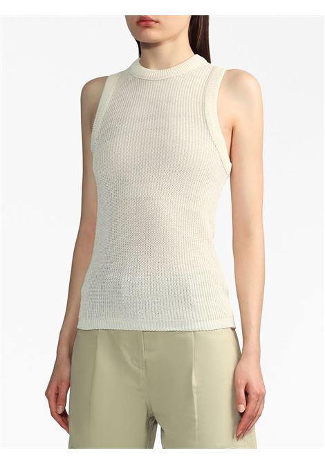 Cream crew-neck sleeveless knitted top - women LOW CLASSIC | LOW23UMKN030CR